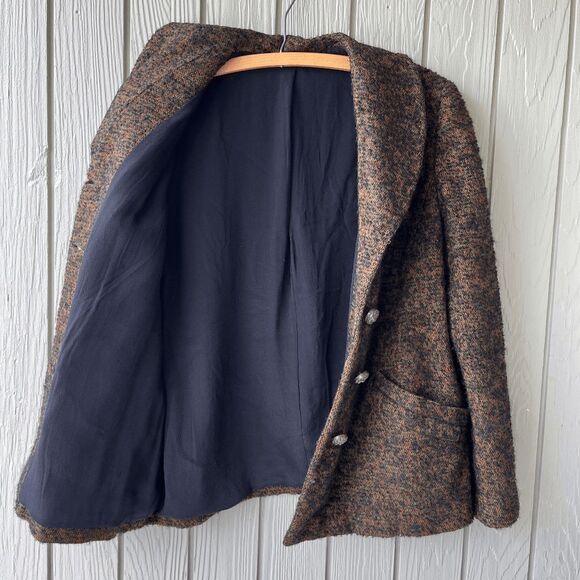 VTG 60s Abe Reinis Tweed Coat L ACWA Union Made USA Textured Short Jacket - Picture 10 of 12